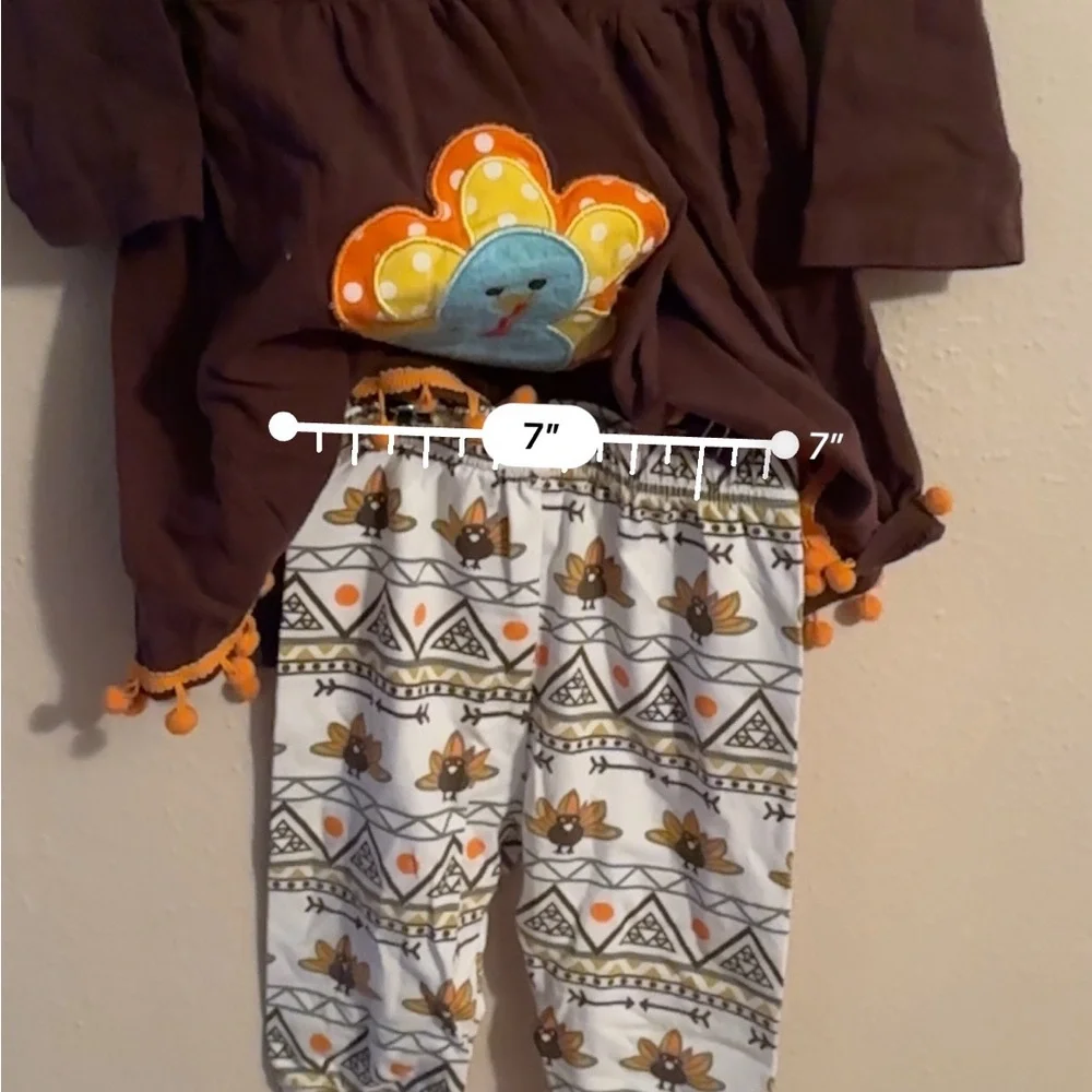 Turkey themed Thanksgiving outfit. Worn once. Like new. Holiday ready!